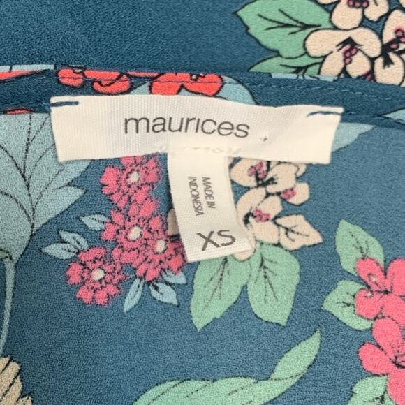 Maurices XS Lightweight Floral Cross Front Polyester Long Sleeve Blouse Top - Picture 5 of 6